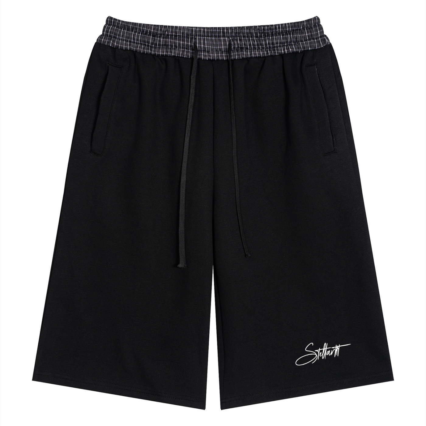 Unisex Plaid Waistband Shorts