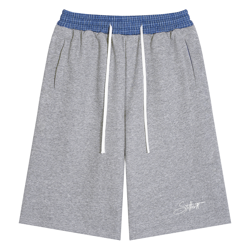 Unisex Plaid Waistband Shorts