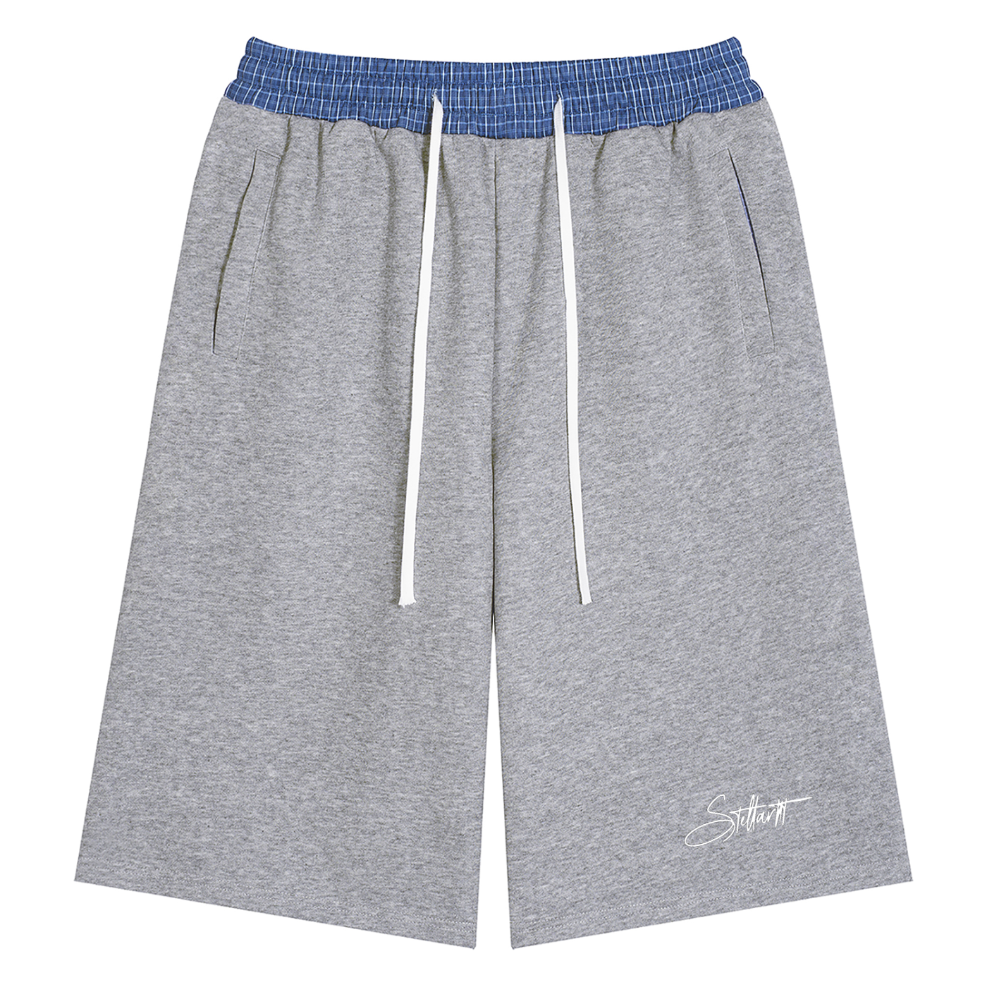 Unisex Plaid Waistband Shorts