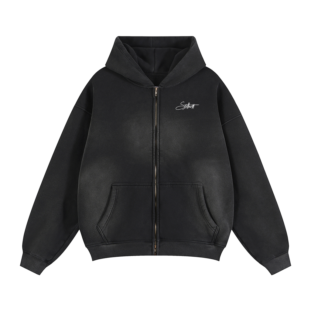 Sunfade Two-way Zipper Boxy Fleece Hoodie