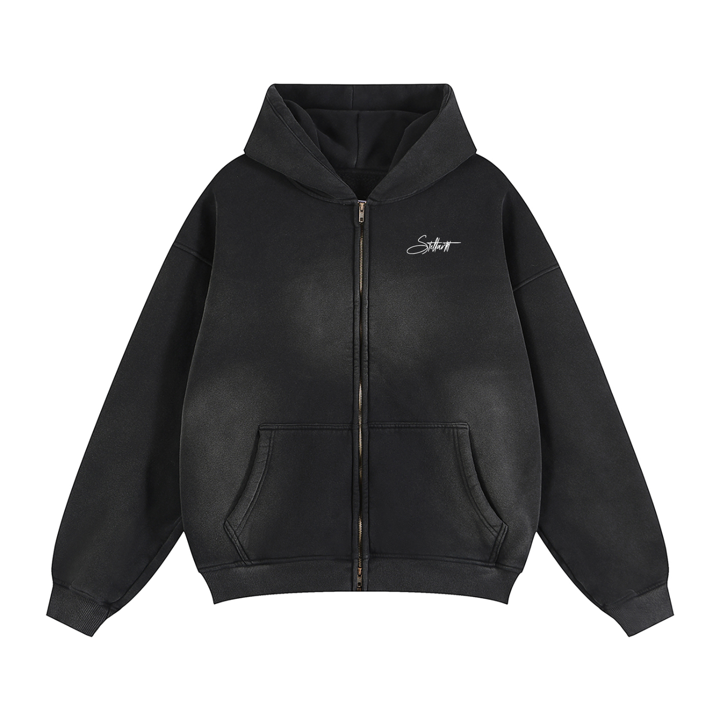 Sunfade Two-way Zipper Boxy Fleece Hoodie